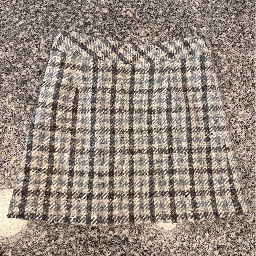 SEARLE Plaid Wool Pleated Mini Skirt - Classic A-Line Size 6 - Picture 3 of 6